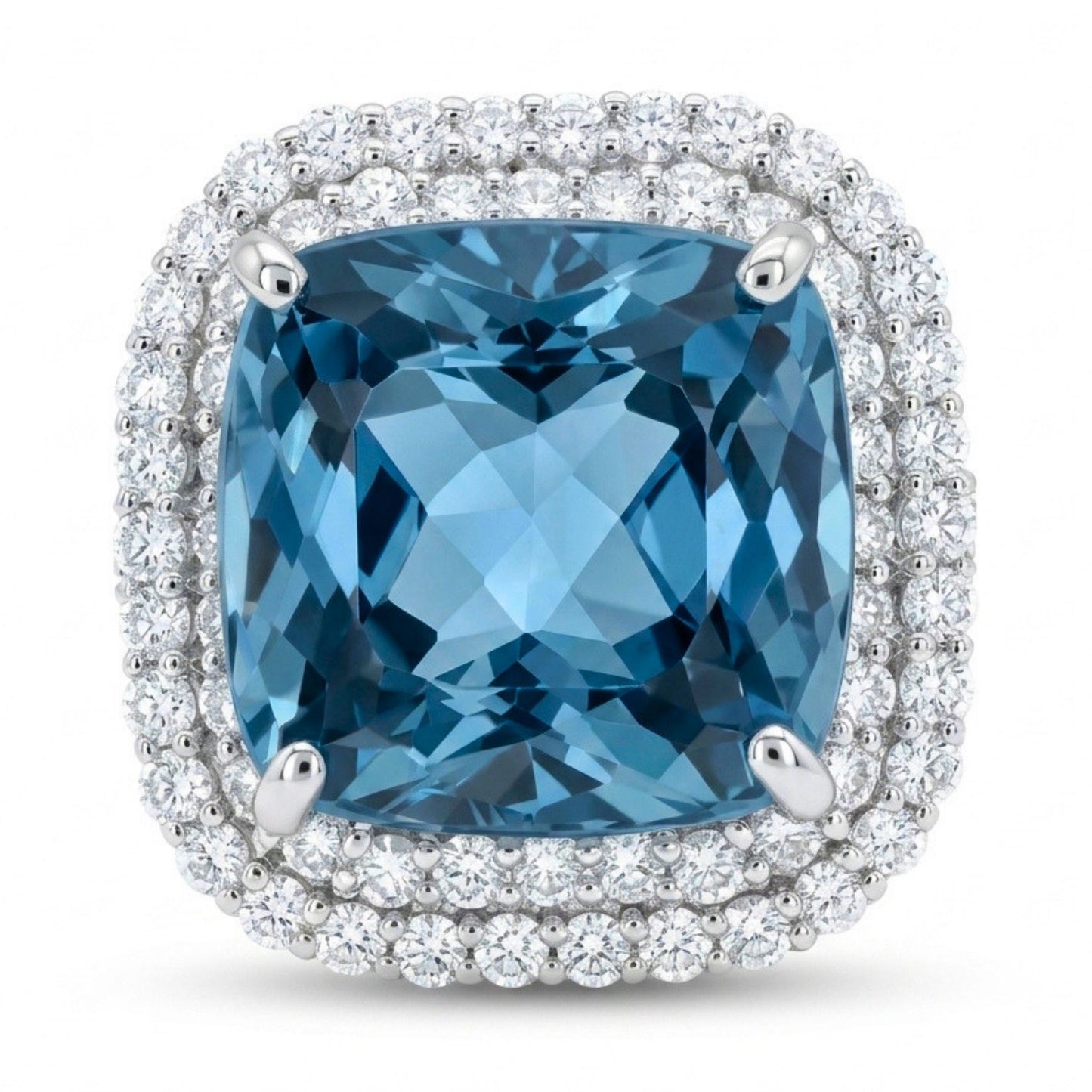 Platinum 9.54ct Cushion Santa Maria Aquamarine 1.35cttw White Diamonds Ring