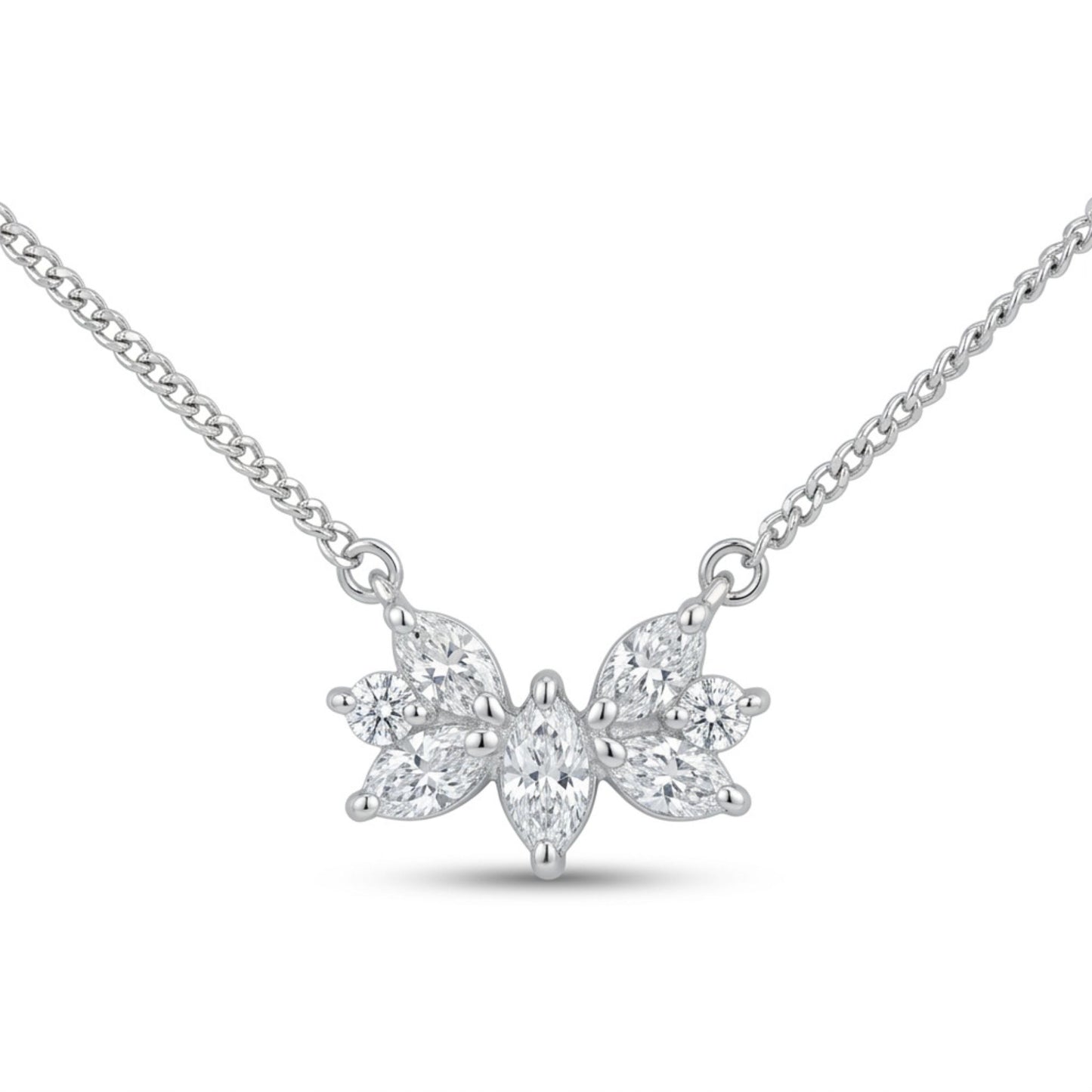Platinum 0.25cttw Marquise White Diamond Necklace