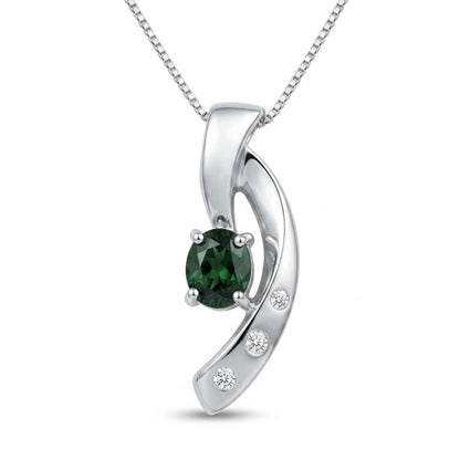 Platinum 1.16ct Oval Tsavorite 0.06cttw White Diamonds Necklace