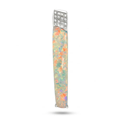 18K 19.59ct Fancy Cut Crystal Opal 0.11cttw White Diamonds Pendant