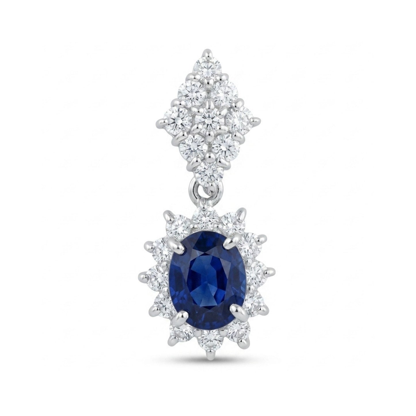 Platinum 1.01ct Oval Blue Sapphire 0.63cttw White Diamonds Pendant