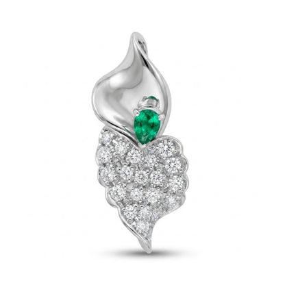Platinum 0.20ct Pear Shape Colombian Emerald 0.51cttw White Diamonds Pendant