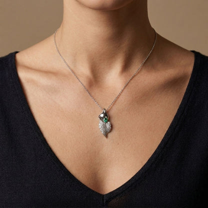Platinum 0.20ct Pear Shape Colombian Emerald 0.51cttw White Diamonds Pendant