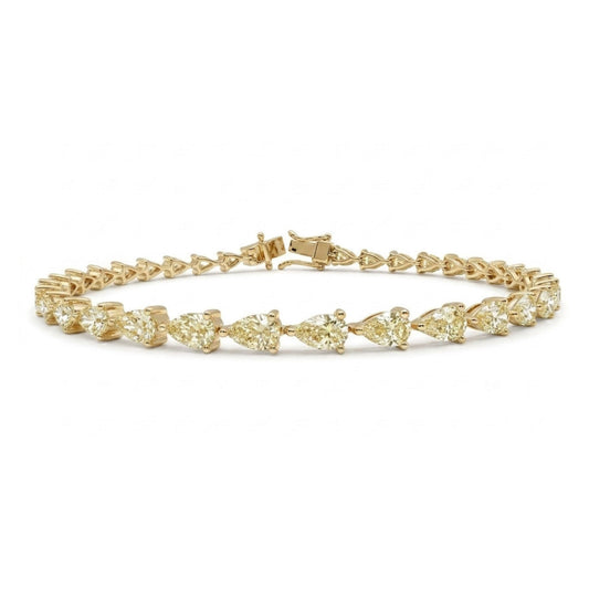 14K 5.10cttw Pear Shape VS Yellow Diamond Bracelet