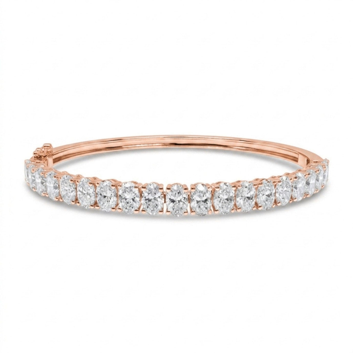 14K 6.00cttw Oval VS White Diamond Bangle