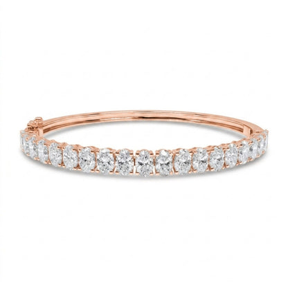 14K 6.00cttw Oval VS White Diamond Bangle
