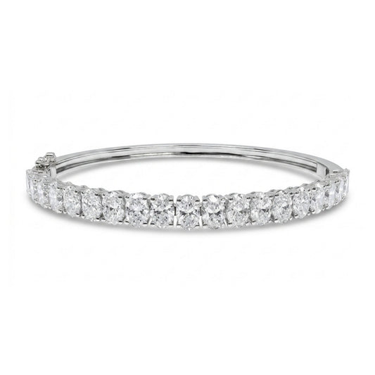 14K 6.00cttw Oval VS White Diamond Bangle