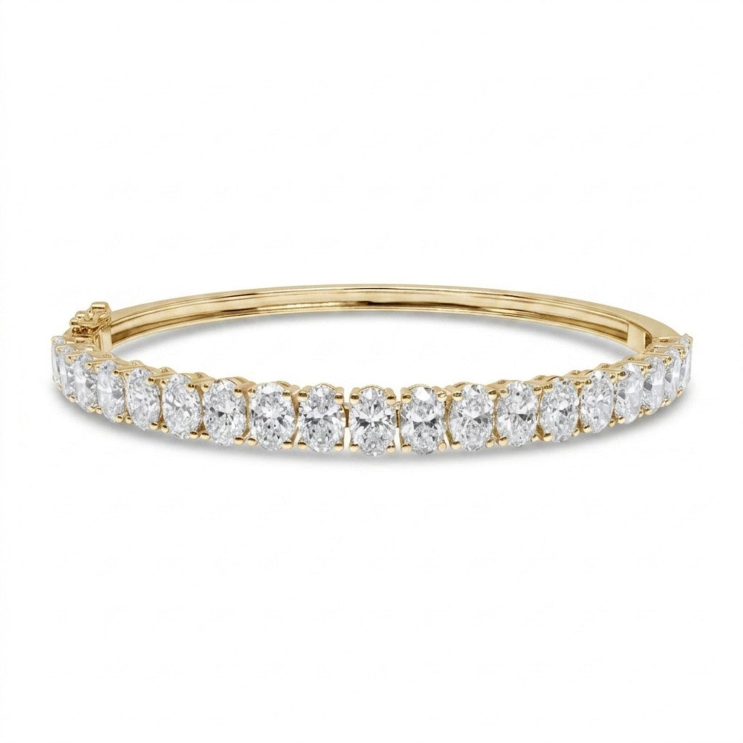 14K 6.00cttw Oval VS White Diamond Bangle