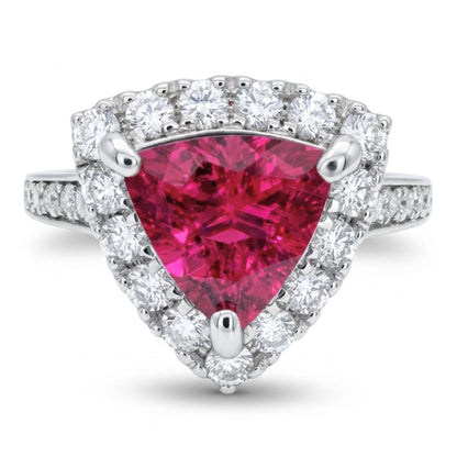 14K 1.13ct Trilliant Rubellite 0.66cttw White Diamonds Ring