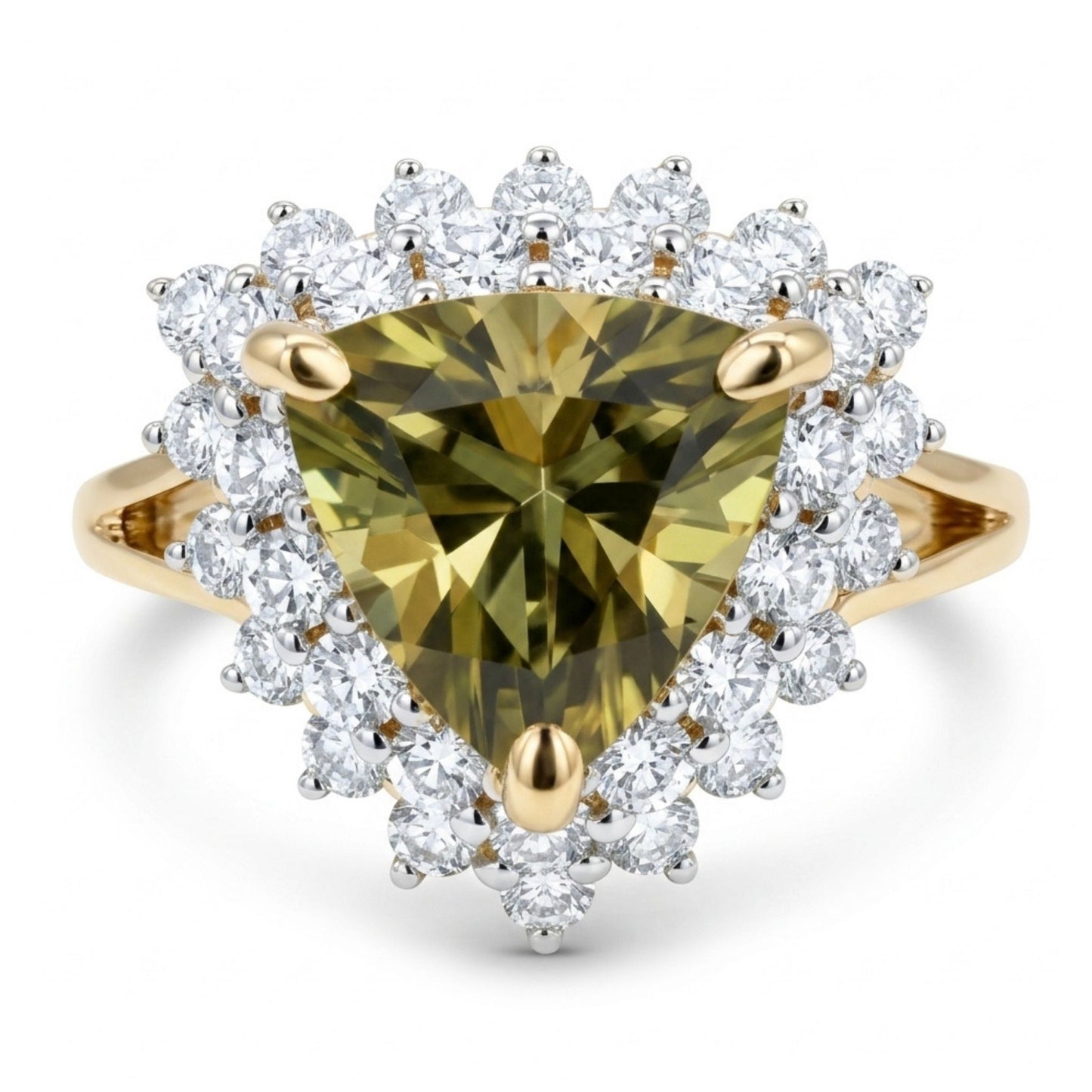 14K 1.89ct Trilliant Color Change Diaspore 0.69cttw VS White Diamonds Ring