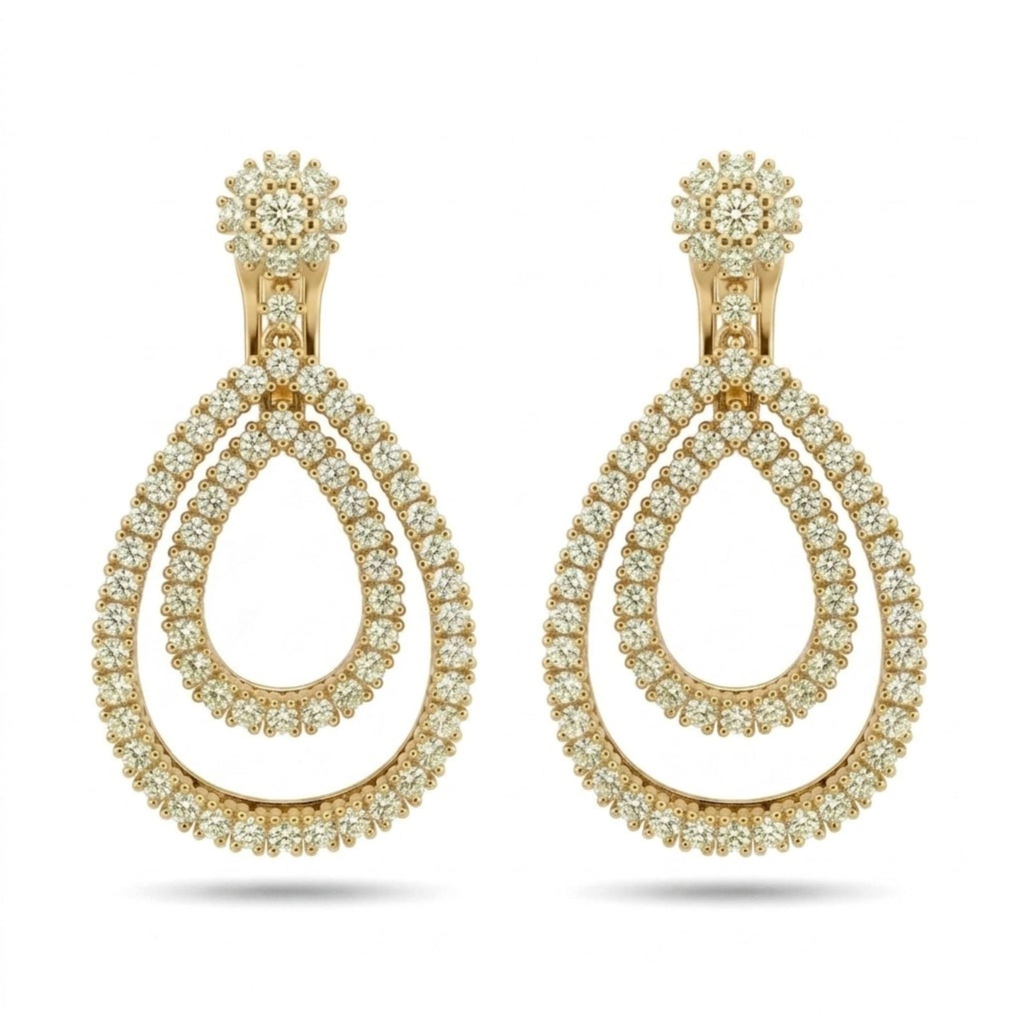 14K 3.70cttw Round VS Light Yellow Diamond Drop Earrings
