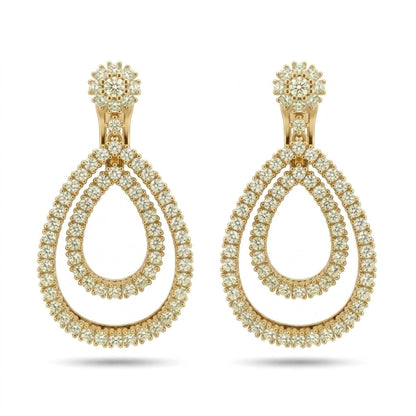 14K 3.70cttw Round VS Light Yellow Diamond Drop Earrings