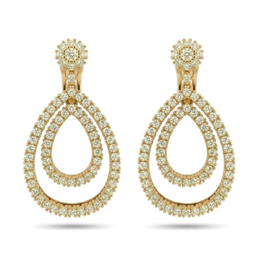 14K 3.70cttw Round VS Light Yellow Diamond Drop Earrings