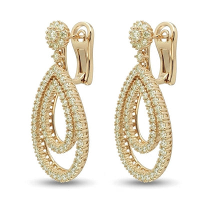 14K 3.70cttw Round VS Light Yellow Diamond Drop Earrings