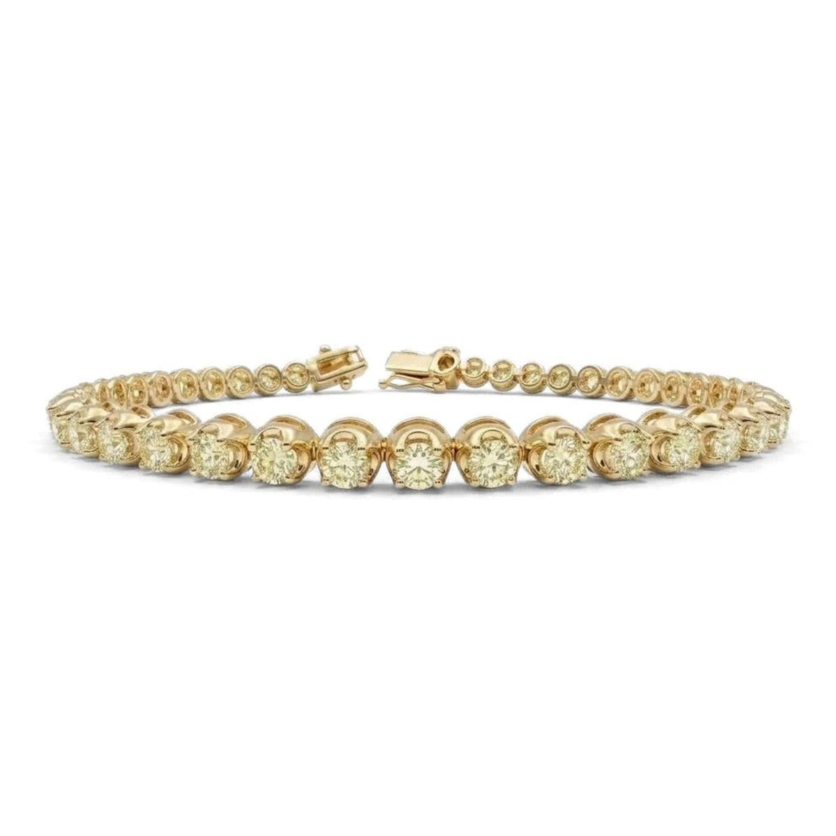 14K 2.85cttw Round VS Light Yellow Diamond Tennis Bracelet