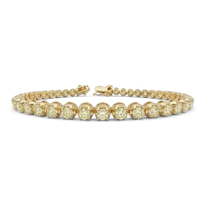 14K 2.85cttw Round VS Light Yellow Diamond Tennis Bracelet