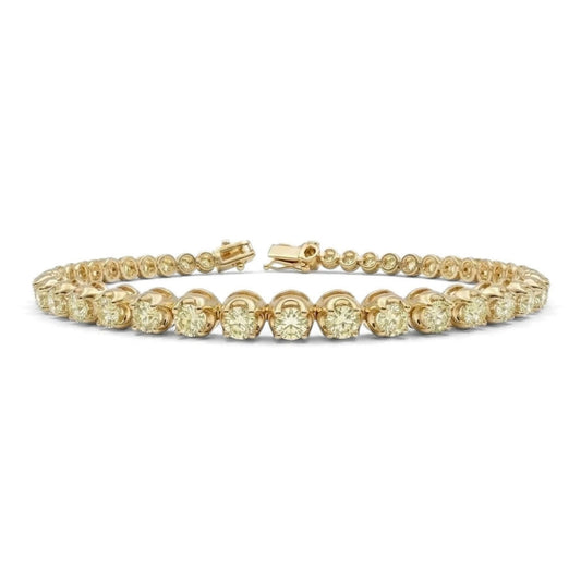 14K 2.85cttw Round VS Light Yellow Diamond Tennis Bracelet