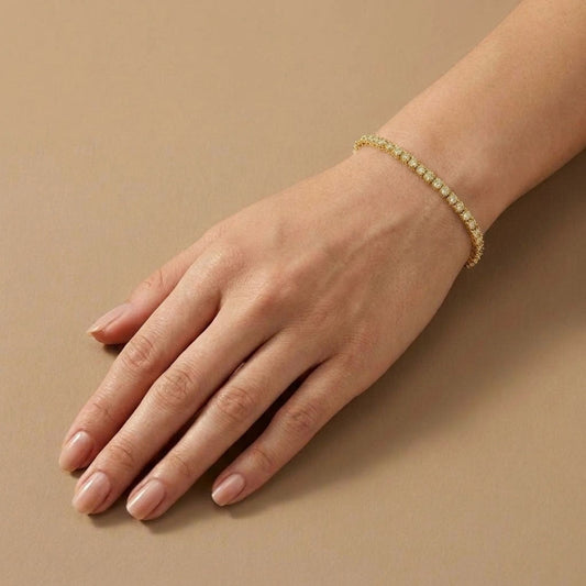 14K 2.85cttw Round VS Light Yellow Diamond Tennis Bracelet