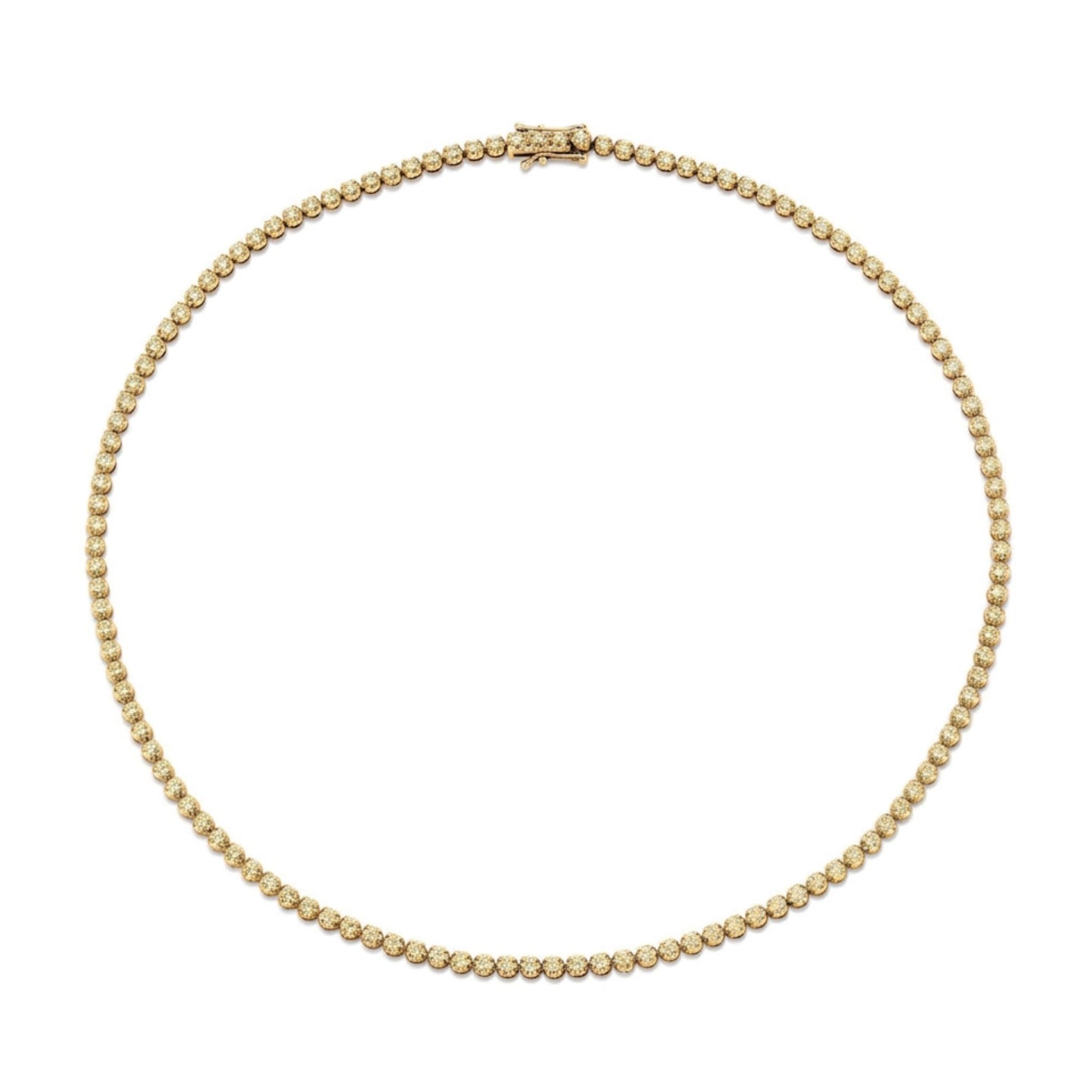 14K Round VS Light Yellow Diamond Tennis Necklace