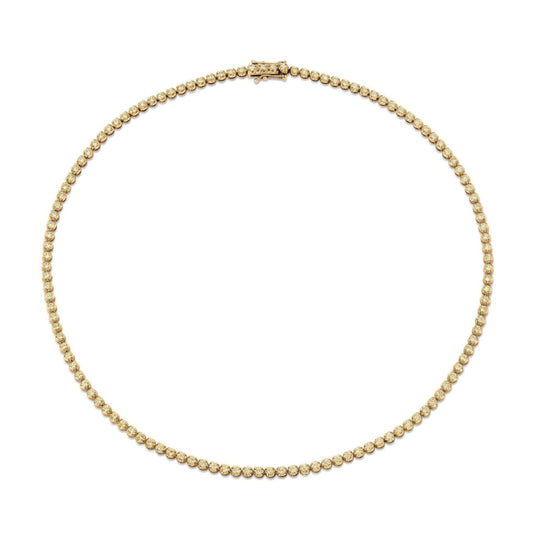 14K Round VS Light Yellow Diamond Tennis Necklace