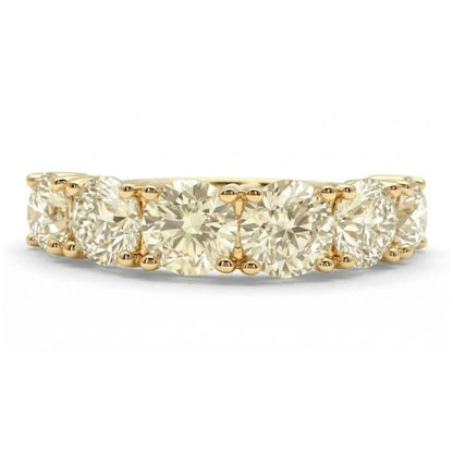 14K 3.17cttw Round VS Light Yellow Diamond Band Ring