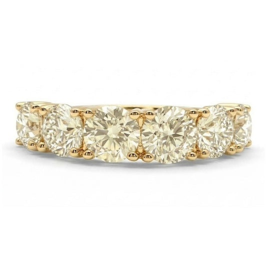 14K 3.17cttw Round VS Light Yellow Diamond Band Ring