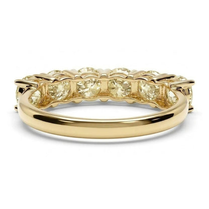 14K 3.17cttw Round VS Light Yellow Diamond Band Ring