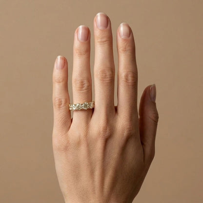 14K 3.17cttw Round VS Light Yellow Diamond Band Ring