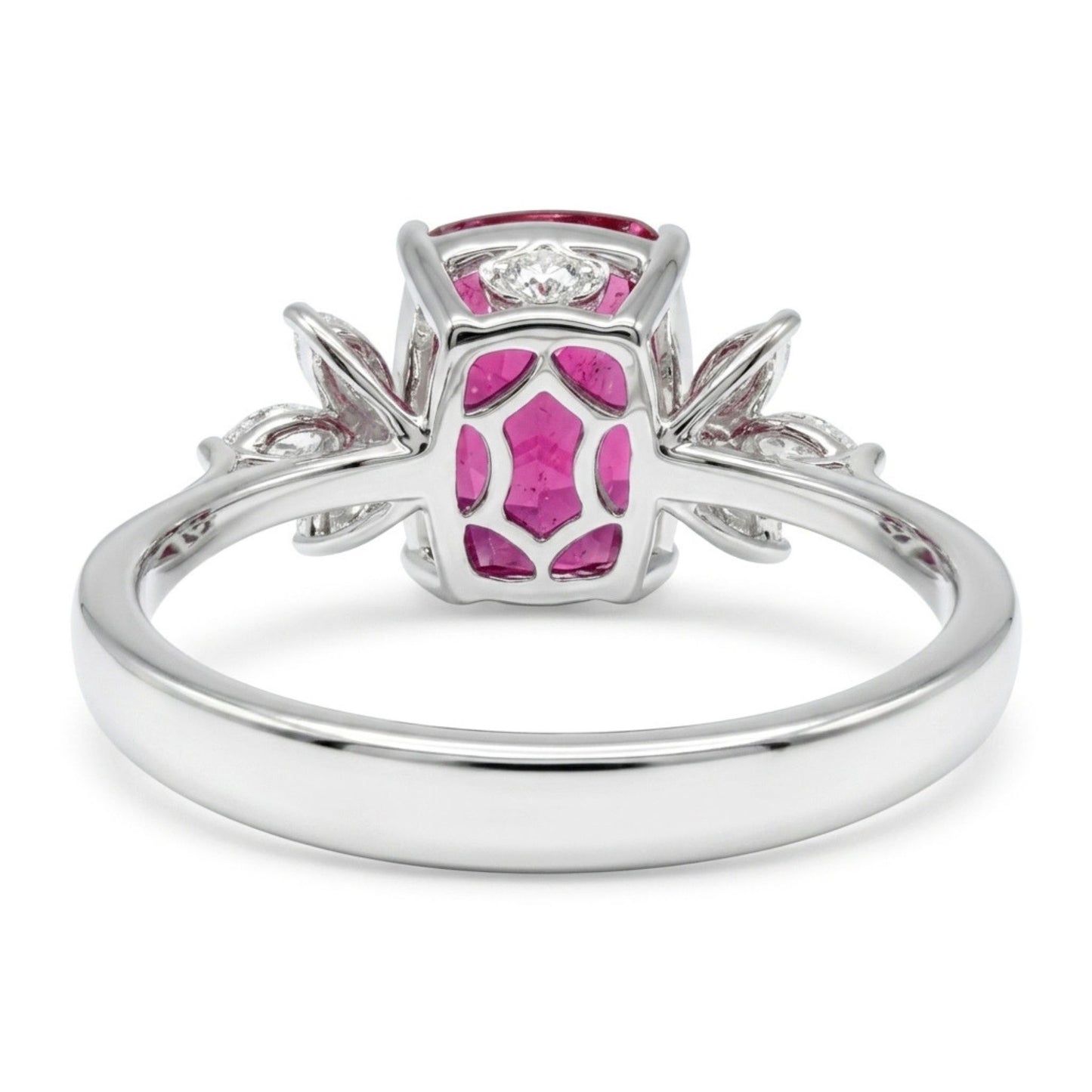 14K 3.50ct Cushion Rubellite 0.44cttw VS White Diamonds Ring