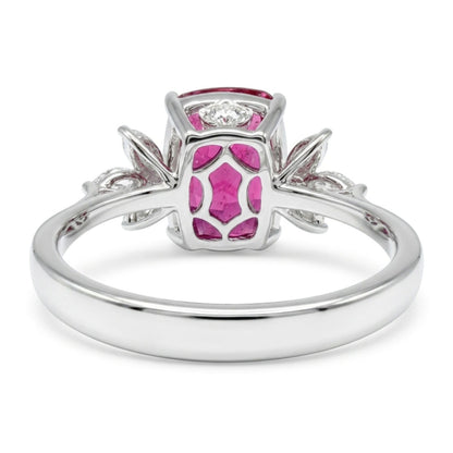 14K 3.50ct Cushion Rubellite 0.44cttw VS White Diamonds Ring