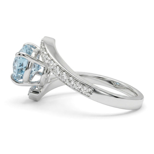 14K 1.78ct Oval Santa Maria Aquamarine 0.36cttw VS White Diamonds Ring