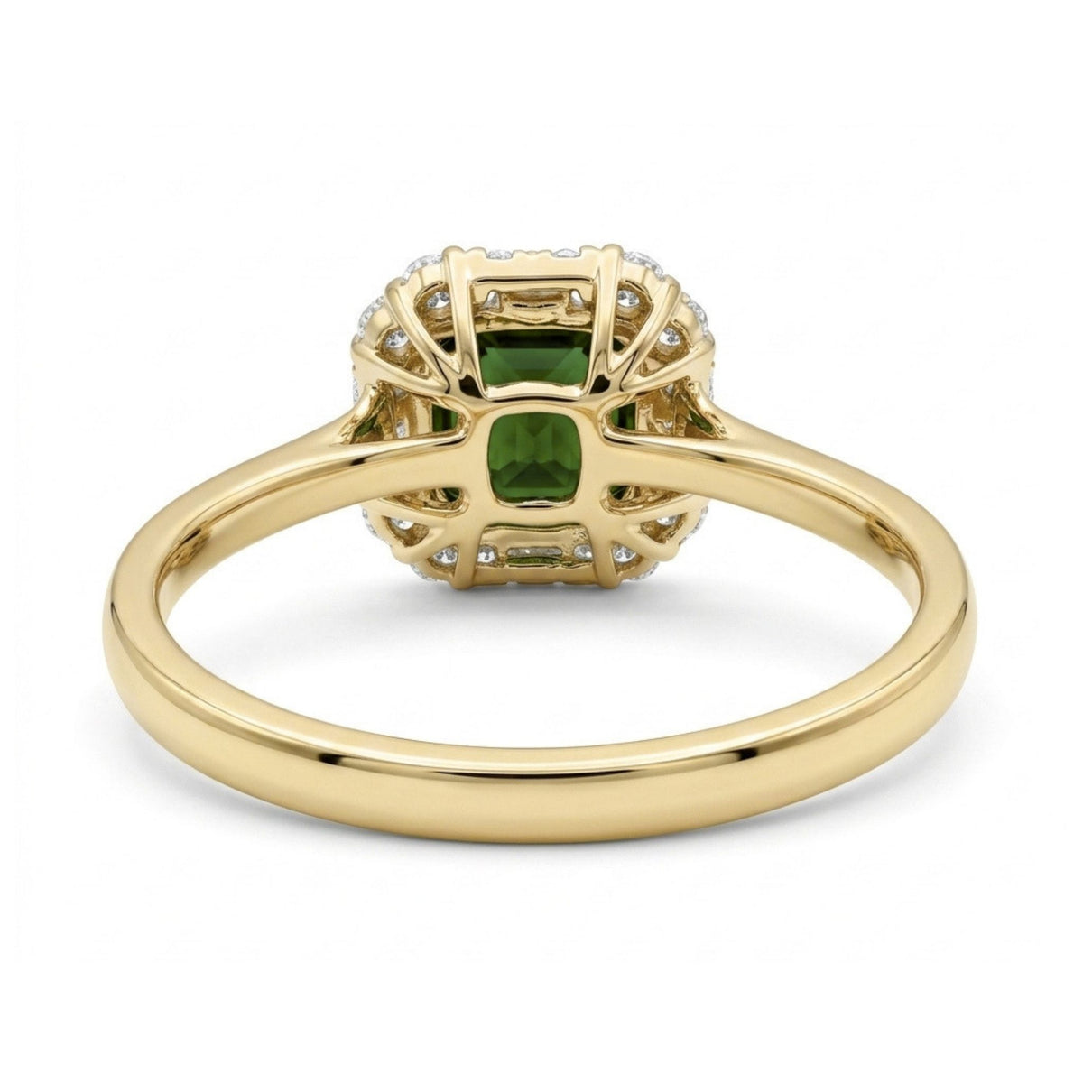 14K 2.05ct Asscher Cut Color Change Sphene 0.40cttw VS White Diamonds Ring