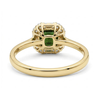 14K 2.05ct Asscher Cut Color Change Sphene 0.40cttw VS White Diamonds Ring