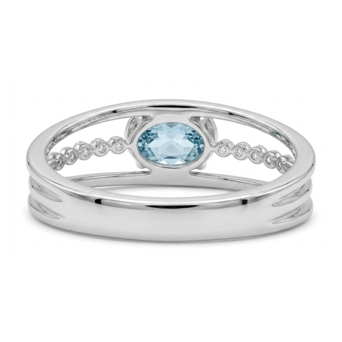14K gold 1.74ct oval blue zircon ring with VS white diamonds