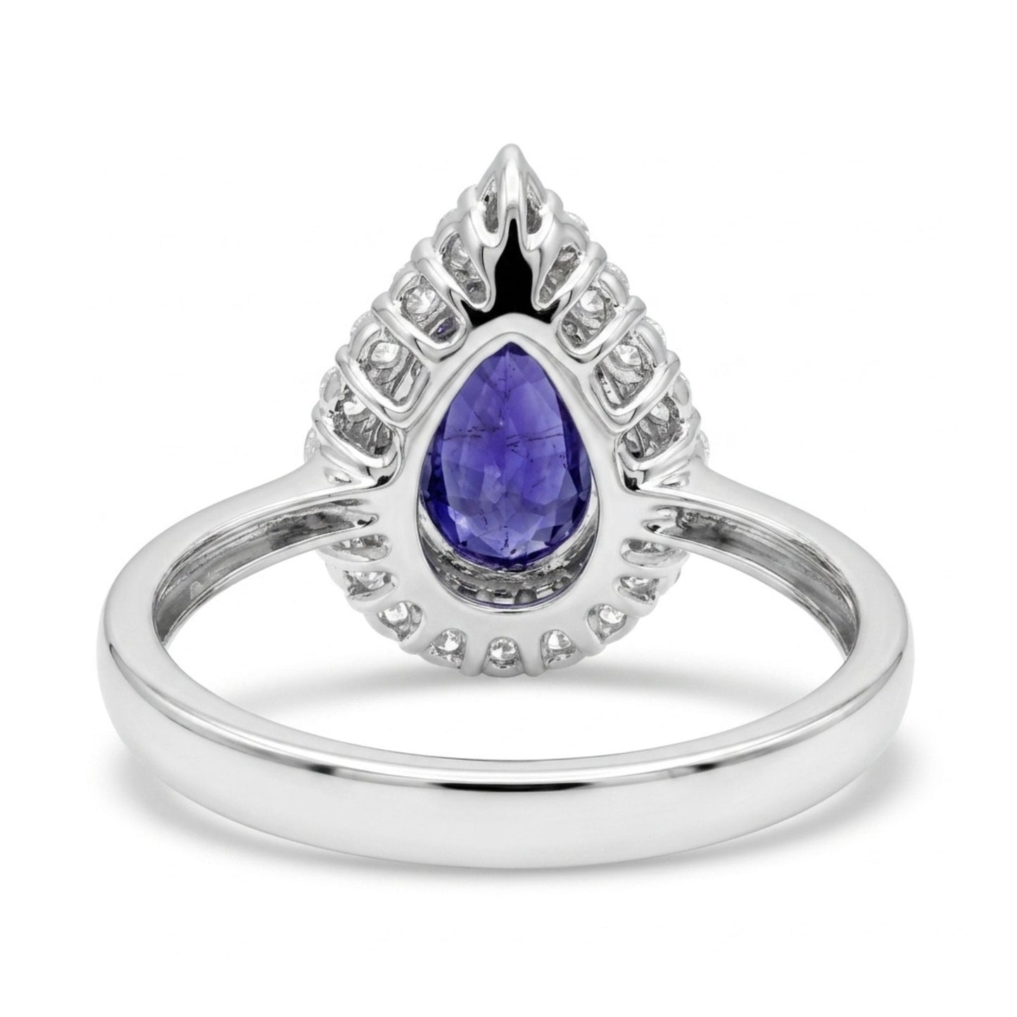 14K 1.86ct Pear Shape Unheated Cornflower Blue Sapphire 0.70cttw VS White Diamonds Ring