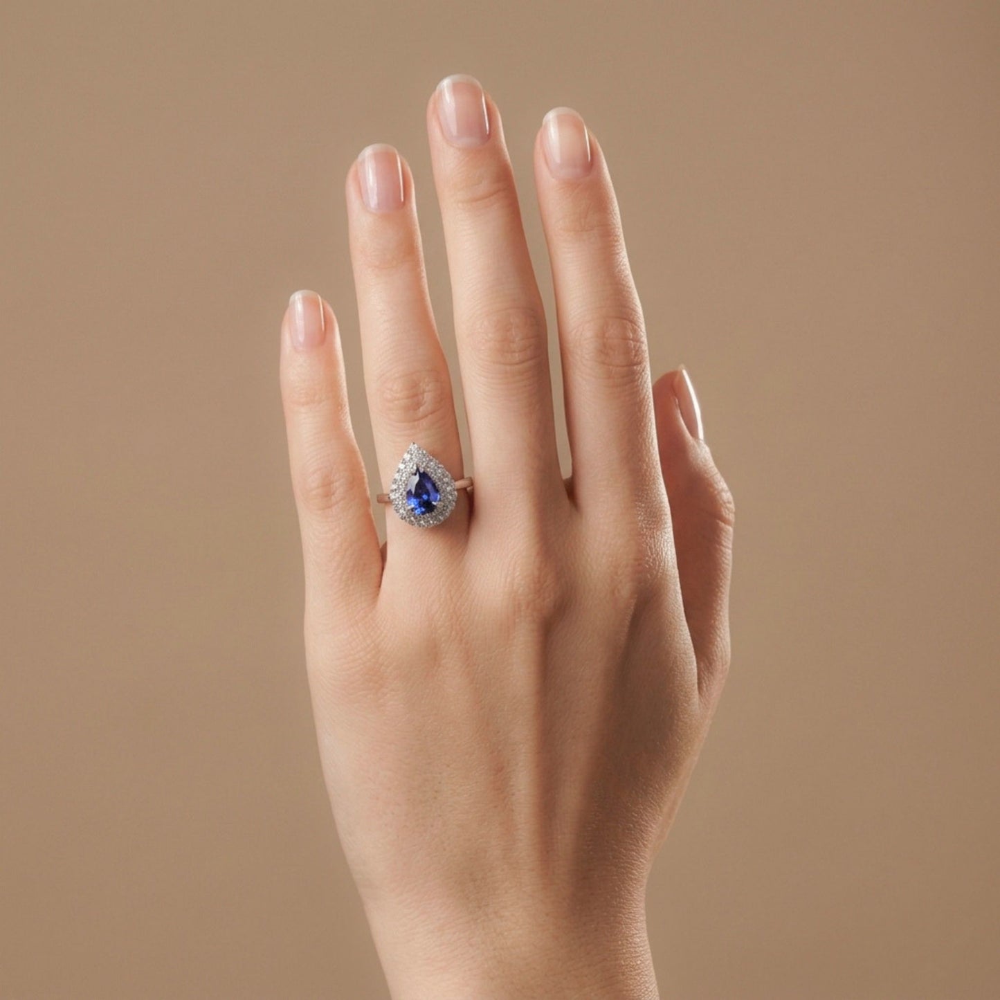 14K 1.86ct Pear Shape Unheated Cornflower Blue Sapphire 0.70cttw VS White Diamonds Ring