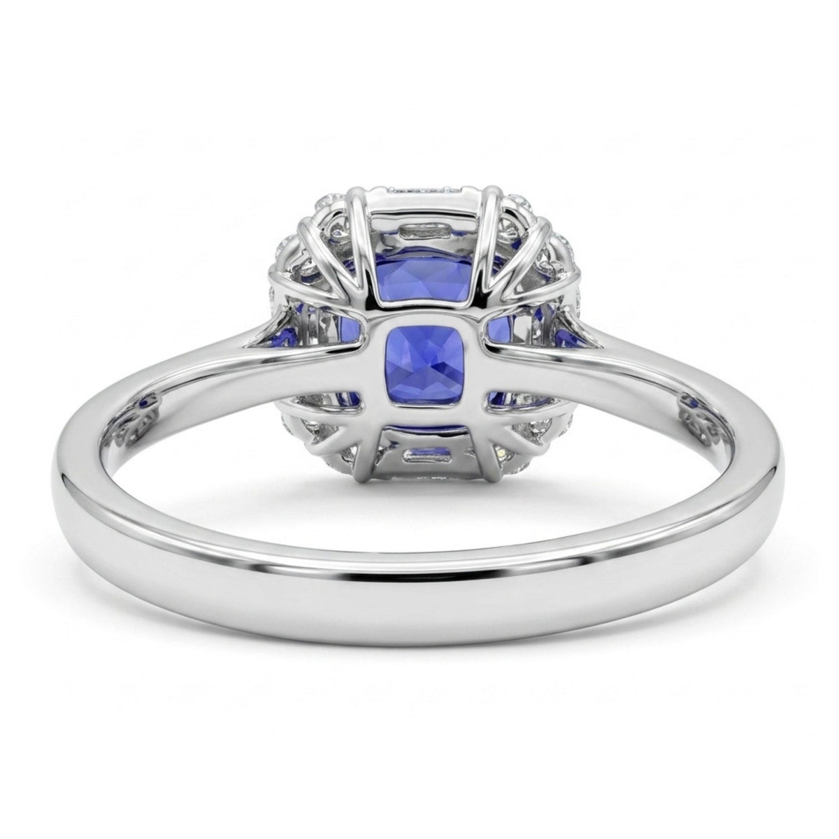 14K 1.66ct Cushion Blue Wing Tanzanite 0.40cttw VS White Diamonds Ring