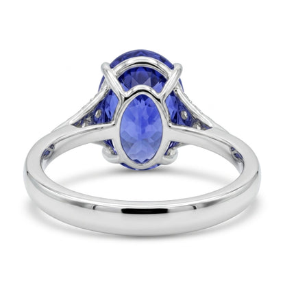14K gold 6.45ct oval Blue Wing Tanzanite ring with VS white diamonds