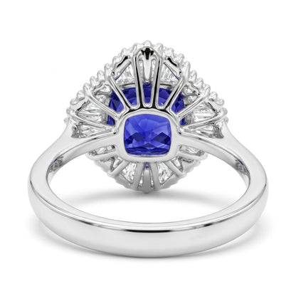 14K 4.67ct Cushion Blue Wing Tanzanite 0.82cttw VS White Diamonds Ring