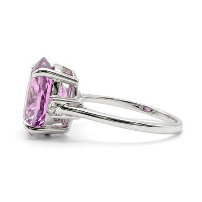 14K 6.27ct Oval Kunzite 0.15cttw VS White Diamonds Ring