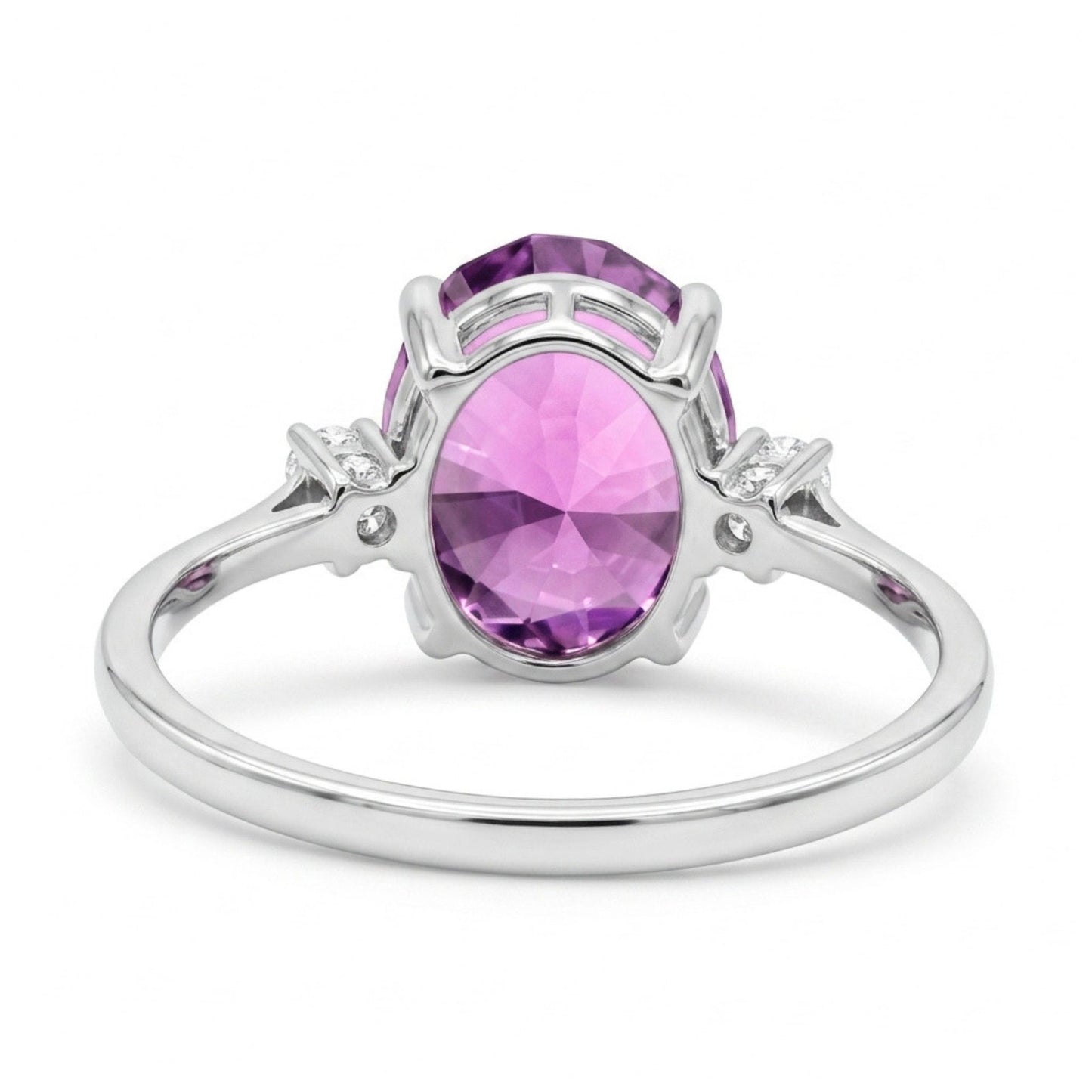14K 6.27ct Oval Kunzite 0.15cttw VS White Diamonds Ring
