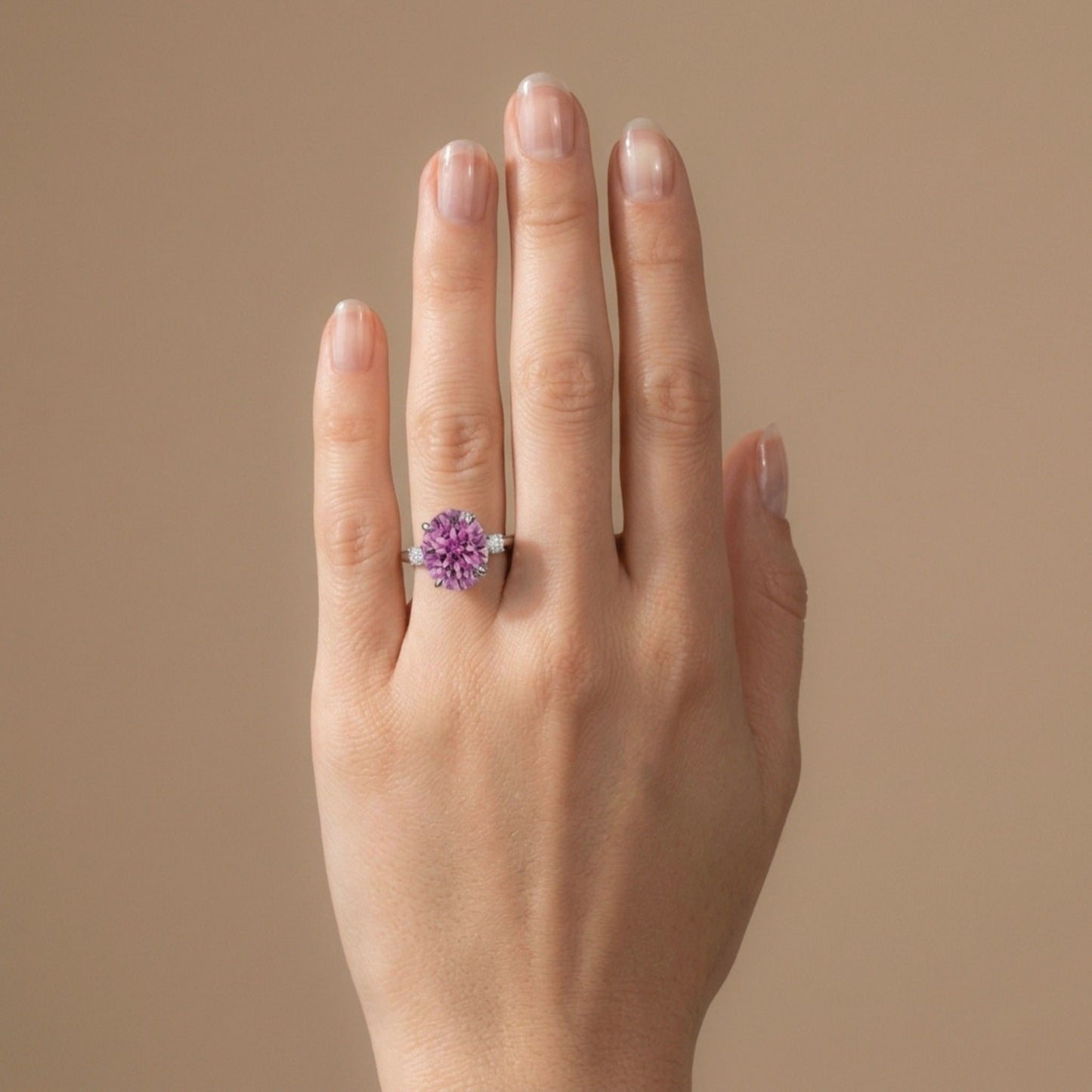14K 6.27ct Oval Kunzite 0.15cttw VS White Diamonds Ring