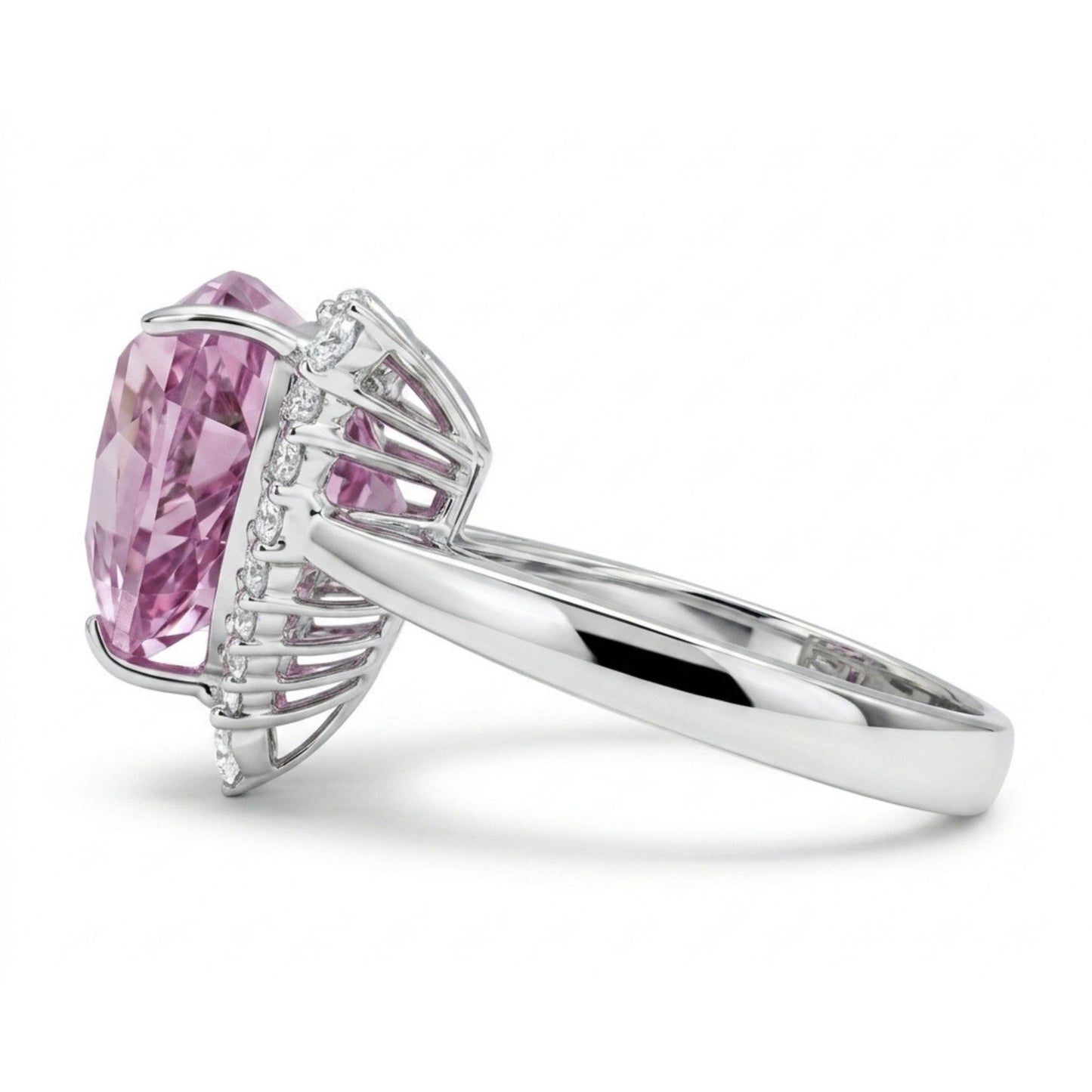 14K 8.40ct Trilliant Kunzite 0.68cttw VS White Diamonds Ring