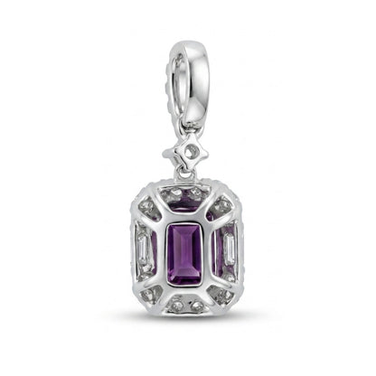 18K 1.03ct Emerald Cut Unheated Hot Pink Sapphire 0.25cttw VS White Diamonds Pendant