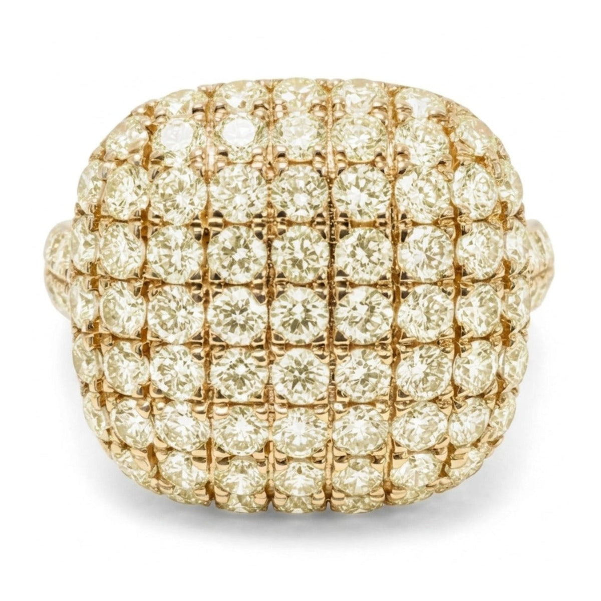 14K 2.20cttw Round VS Light Yellow Diamond Dome Ring