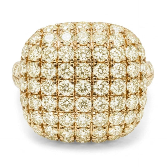14K 2.20cttw Round VS Light Yellow Diamond Dome Ring