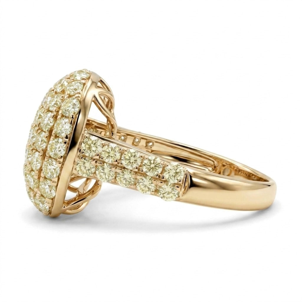 14K 2.20cttw Round VS Light Yellow Diamond Dome Ring
