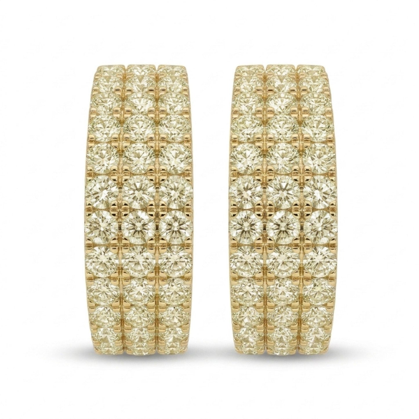 14K 3.00cttw Round VS Light Yellow Diamond Hoop Earrings