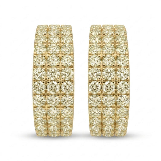 14K 3.00cttw Round VS Light Yellow Diamond Hoop Earrings