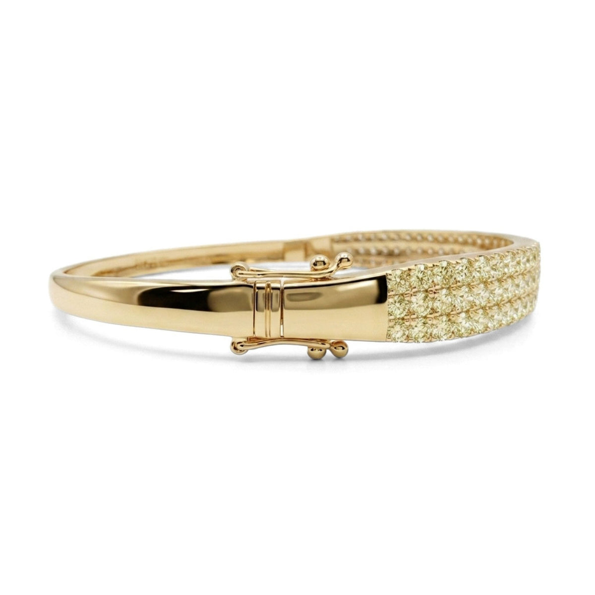 14K 4.60cttw Round VS Light Yellow Diamond Bangle